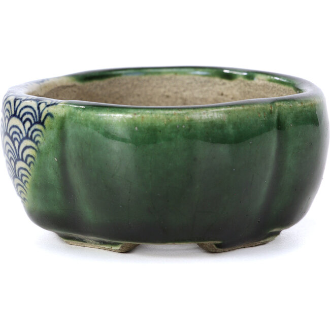 Pot à bonsaï Mokko vert par Terahata Satomi Mazan - 101 x 87 x 40 mm