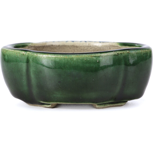 Maceta de bonsái verde Mokko de Terahata Satomi Mazan - 101 x 87 x 40 mm