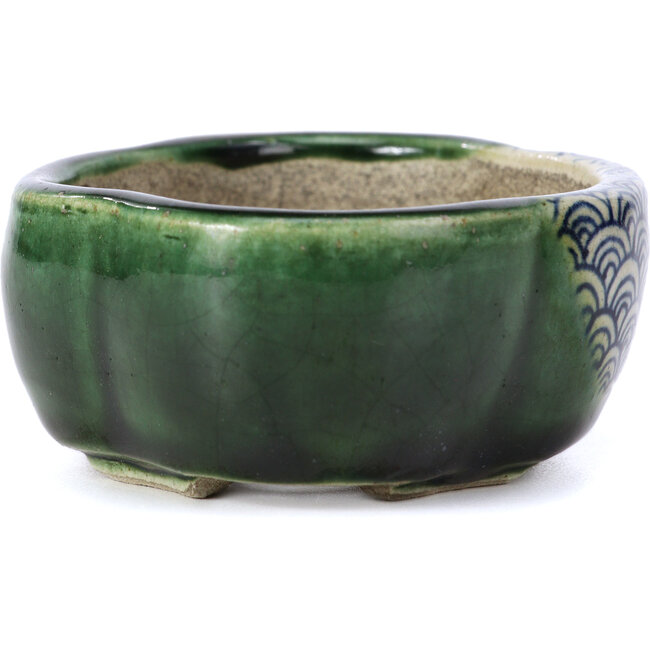 Maceta de bonsái verde Mokko de Terahata Satomi Mazan - 101 x 87 x 40 mm