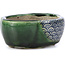 Mokko green bonsai pot by Terahata Satomi Mazan - 101 x 87 x 40 mm