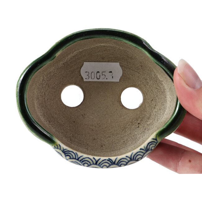 Mokko groene bonsaipot van Terahata Satomi Mazan - 101 x 87 x 40 mm