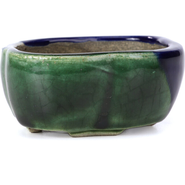 Maceta de bonsái azul Mokko de Terahata Satomi Mazan - 101 x 87 x 40 mm