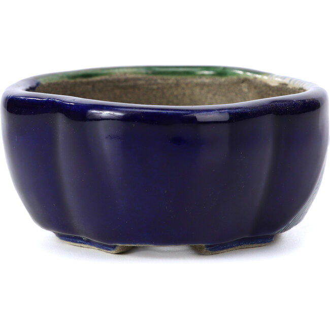 Vaso per bonsai blu Mokko di Terahata Satomi Mazan - 101 x 87 x 40 mm