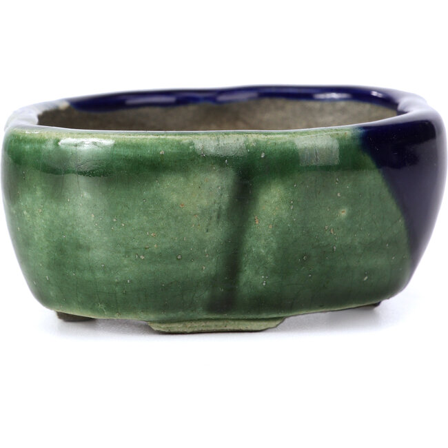 Mokko blauwe bonsaipot van Terahata Satomi Mazan - 101 x 87 x 40 mm