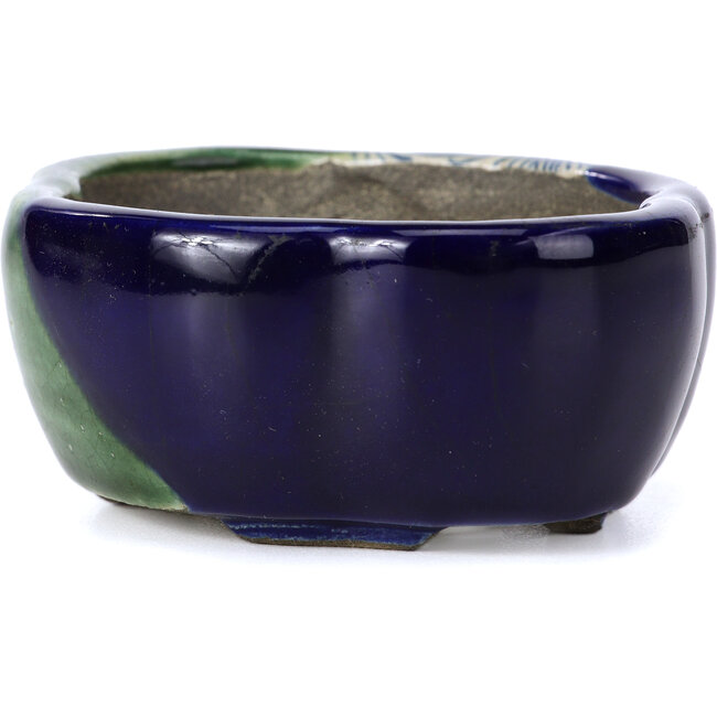 Mokko blauwe bonsaipot van Terahata Satomi Mazan - 101 x 87 x 40 mm