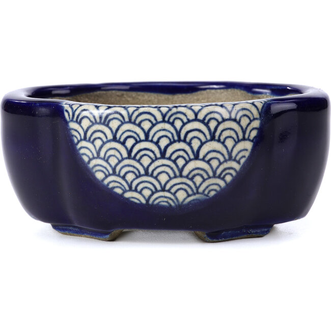 Pot à bonsaï bleu Mokko par Terahata Satomi Mazan - 101 x 87 x 40 mm