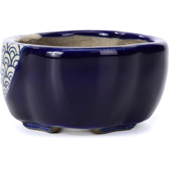 Pot à bonsaï bleu Mokko par Terahata Satomi Mazan - 101 x 87 x 40 mm