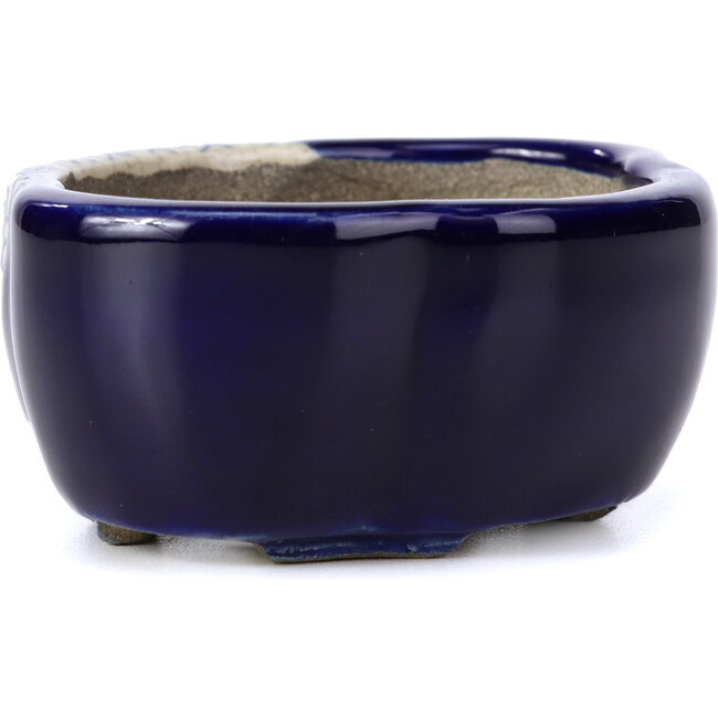 Mokko blauwe bonsaipot van Terahata Satomi Mazan - 101 x 87 x 40 mm