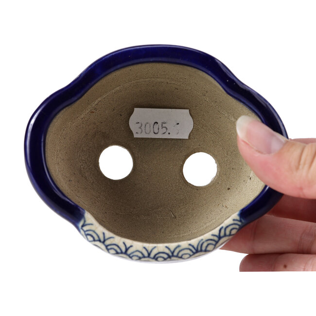 Maceta de bonsái azul Mokko de Terahata Satomi Mazan - 101 x 87 x 40 mm