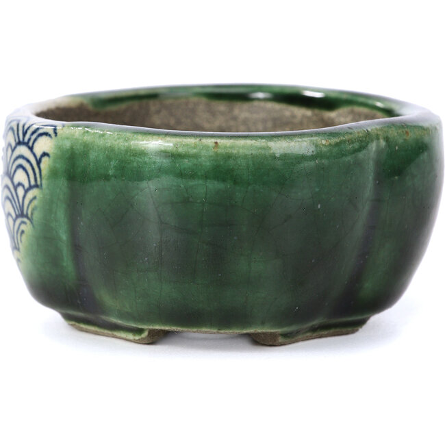 Maceta de bonsái verde Mokko de Terahata Satomi Mazan - 101 x 87 x 40 mm