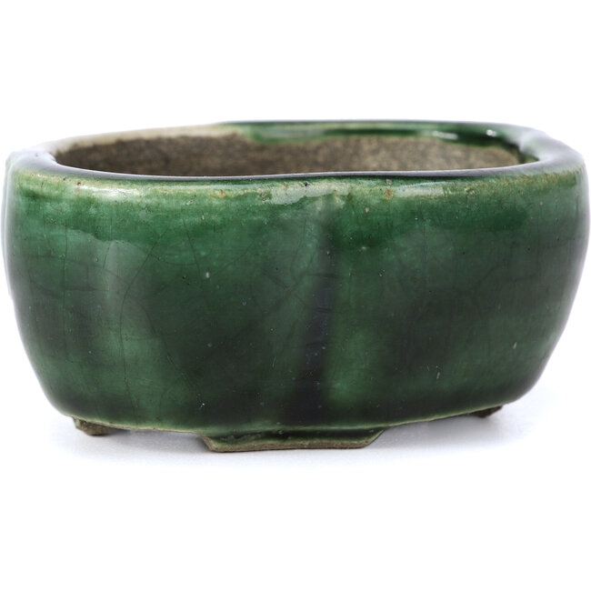 Vaso per bonsai Mokko verde di Terahata Satomi Mazan - 101 x 87 x 40 mm