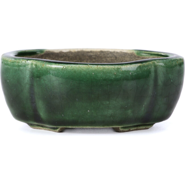 Vaso per bonsai Mokko verde di Terahata Satomi Mazan - 101 x 87 x 40 mm