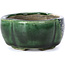 Mokko green bonsai pot by Terahata Satomi Mazan - 101 x 87 x 40 mm