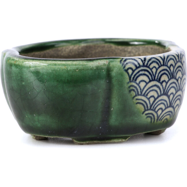 Maceta de bonsái verde Mokko de Terahata Satomi Mazan - 101 x 87 x 40 mm