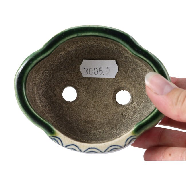 Mokko groene bonsaipot van Terahata Satomi Mazan - 101 x 87 x 40 mm