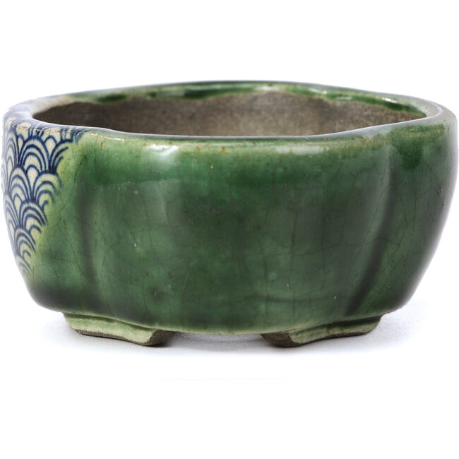 Maceta de bonsái verde Mokko de Terahata Satomi Mazan - 101 x 87 x 40 mm