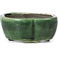 Mokko green bonsai pot by Terahata Satomi Mazan - 101 x 87 x 40 mm