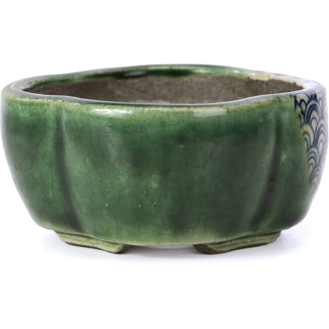 Maceta de bonsái verde Mokko de Terahata Satomi Mazan - 101 x 87 x 40 mm