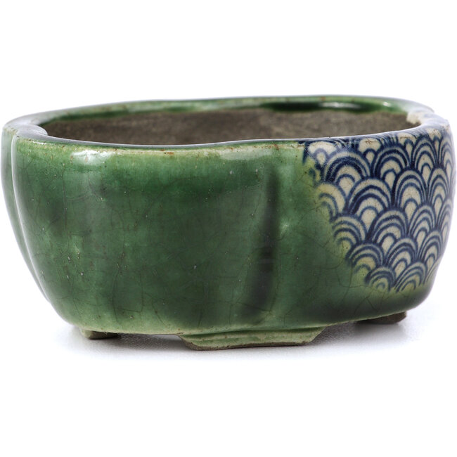 Pot à bonsaï Mokko vert par Terahata Satomi Mazan - 101 x 87 x 40 mm
