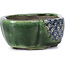 Mokko green bonsai pot by Terahata Satomi Mazan - 101 x 87 x 40 mm