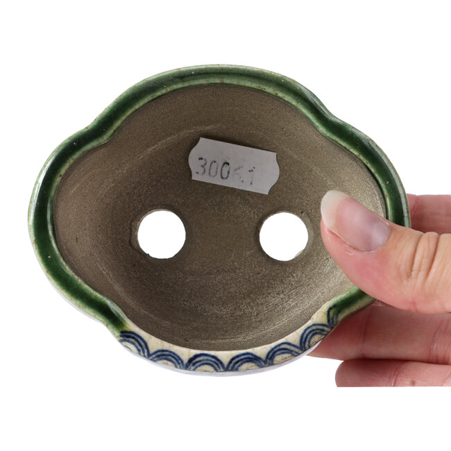 Maceta de bonsái verde Mokko de Terahata Satomi Mazan - 101 x 87 x 40 mm