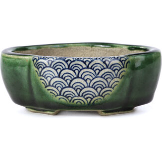  Satomi Mazan, Mazan Terahata Pot à bonsaï vert mokko 101 mm par Terahata Satomi Mazan, Tokoname, Japon