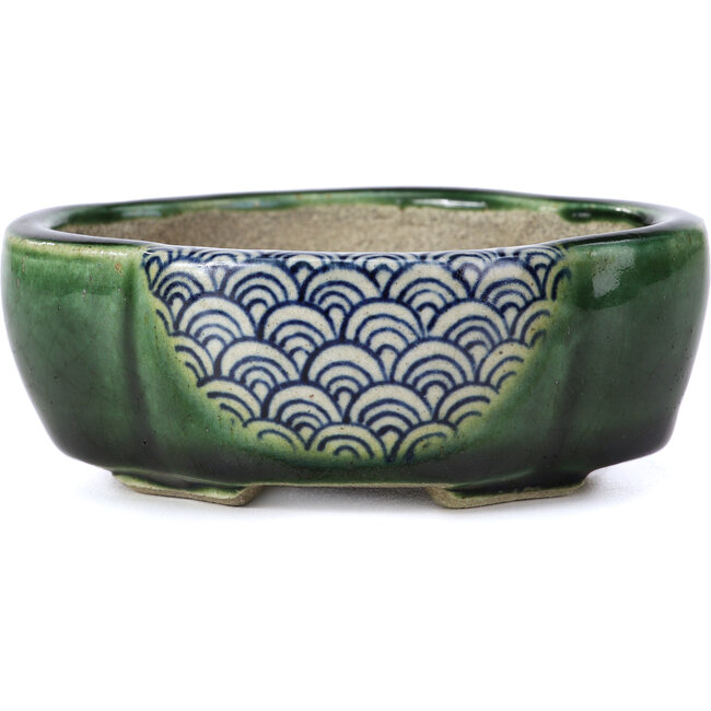 Pot à bonsaï Mokko vert par Terahata Satomi Mazan - 101 x 87 x 40 mm