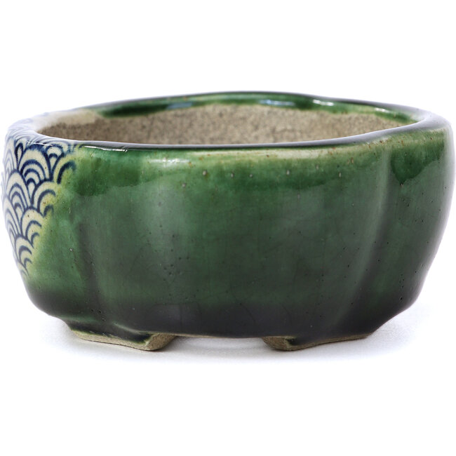 Vaso per bonsai Mokko verde di Terahata Satomi Mazan - 101 x 87 x 40 mm