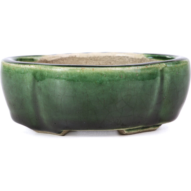 Vaso per bonsai Mokko verde di Terahata Satomi Mazan - 101 x 87 x 40 mm