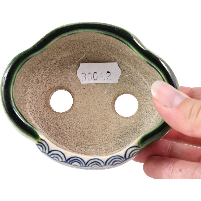 Maceta de bonsái verde Mokko de Terahata Satomi Mazan - 101 x 87 x 40 mm