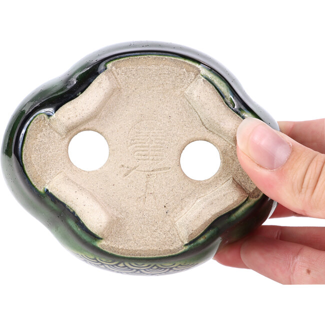 Pot à bonsaï Mokko vert par Terahata Satomi Mazan - 101 x 87 x 40 mm