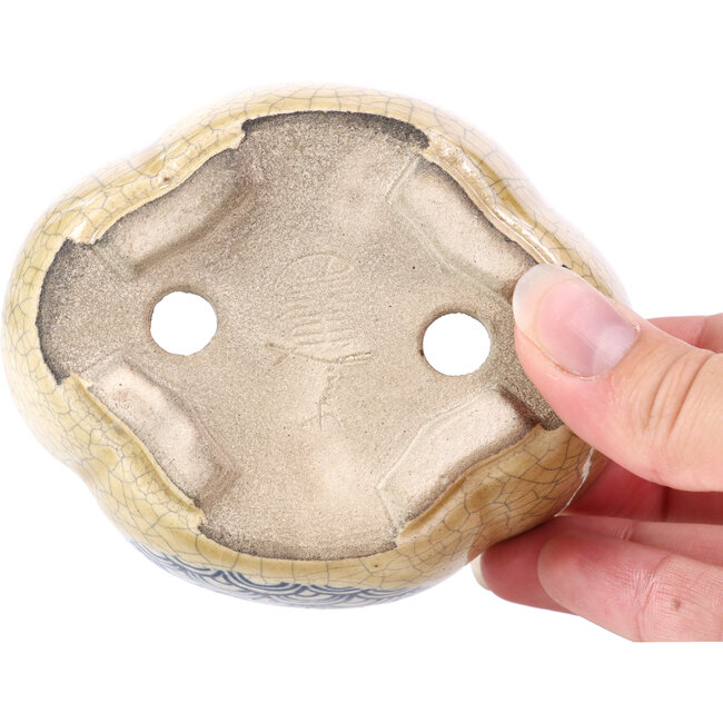 Pot à bonsaï Mokko beige par Terahata Satomi Mazan - 101 x 87 x 40 mm