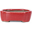 Oval red bonsai pot by Terahata Satomi Mazan - 81 x 63 x 27 mm