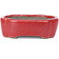 Oval red bonsai pot by Terahata Satomi Mazan - 81 x 63 x 27 mm