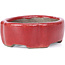 Oval red bonsai pot by Terahata Satomi Mazan - 81 x 63 x 27 mm