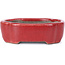 Oval red bonsai pot by Terahata Satomi Mazan - 81 x 63 x 27 mm