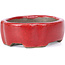 Oval red bonsai pot by Terahata Satomi Mazan - 81 x 63 x 27 mm