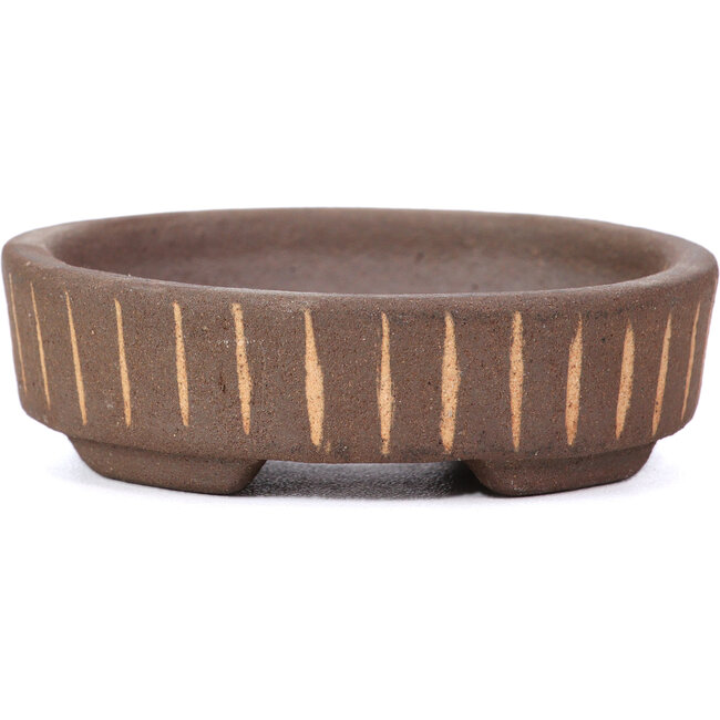 Maceta de bonsái redonda sin esmaltar de Terahata Satomi Mazan - 75 x 75 x 22 mm