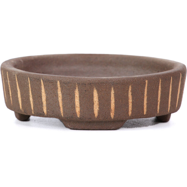 Maceta de bonsái redonda sin esmaltar de Terahata Satomi Mazan - 75 x 75 x 22 mm