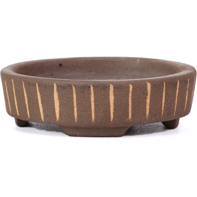 Maceta de bonsái redonda sin esmaltar de Terahata Satomi Mazan - 75 x 75 x 22 mm