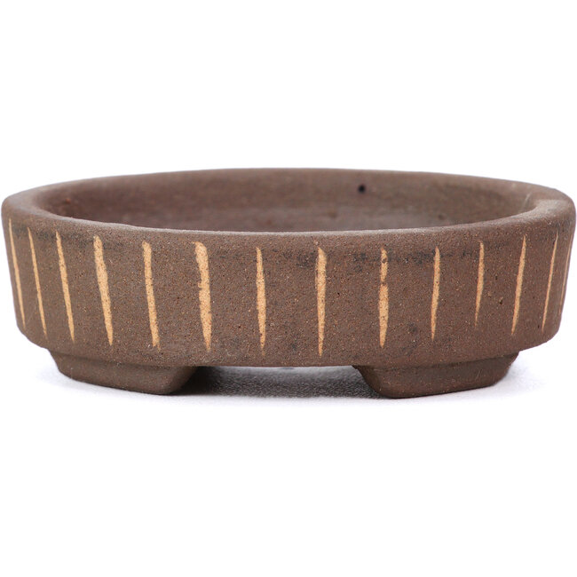 Pot à bonsaï rond non émaillé par Terahata Satomi Mazan - 75 x 75 x 22 mm