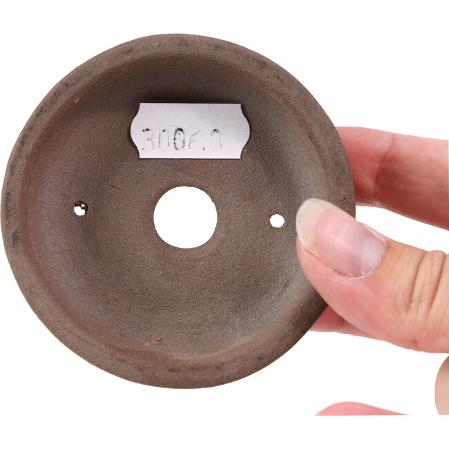 Maceta de bonsái redonda sin esmaltar de Terahata Satomi Mazan - 75 x 75 x 22 mm