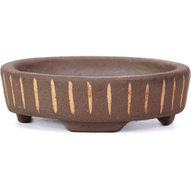 Vaso per bonsai rotondo non smaltato di Terahata Satomi Mazan - 75 x 75 x 22 mm