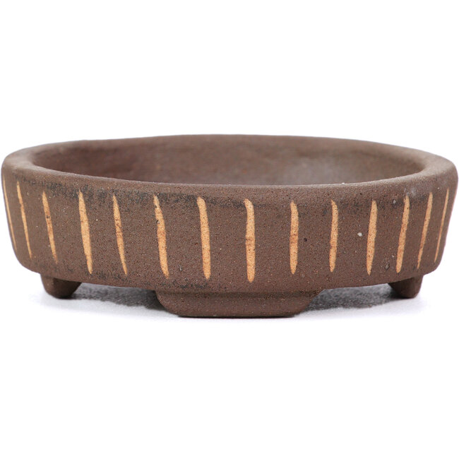 Maceta de bonsái redonda sin esmaltar de Terahata Satomi Mazan - 75 x 75 x 22 mm