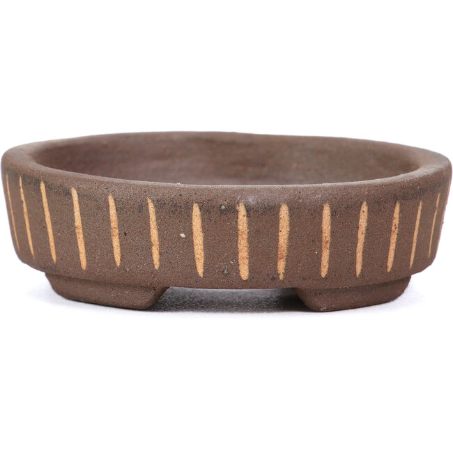 Maceta de bonsái redonda sin esmaltar de Terahata Satomi Mazan - 75 x 75 x 22 mm