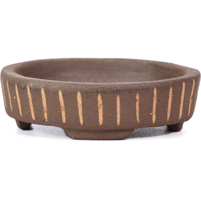 Vaso per bonsai rotondo non smaltato di Terahata Satomi Mazan - 75 x 75 x 22 mm