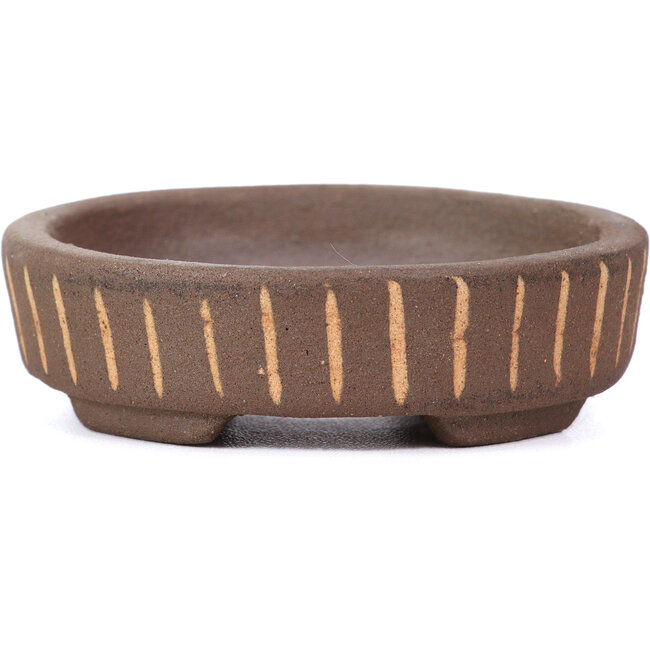 Pot à bonsaï rond non émaillé par Terahata Satomi Mazan - 75 x 75 x 22 mm