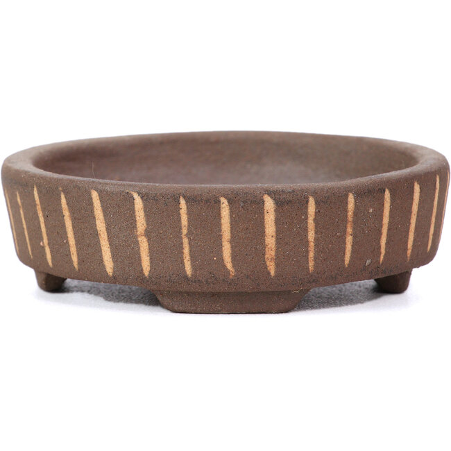 Maceta de bonsái redonda sin esmaltar de Terahata Satomi Mazan - 75 x 75 x 22 mm