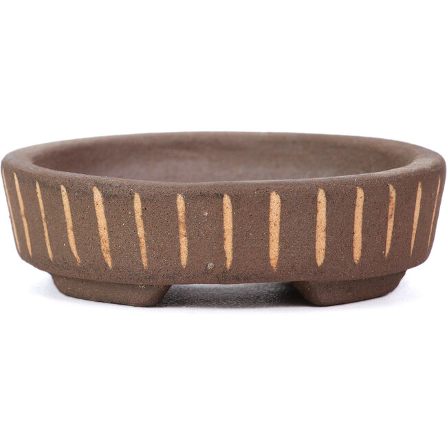 Maceta de bonsái redonda sin esmaltar de Terahata Satomi Mazan - 75 x 75 x 22 mm