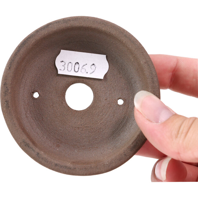 Vaso per bonsai rotondo non smaltato di Terahata Satomi Mazan - 75 x 75 x 22 mm